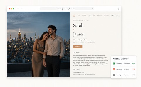 Aperçu du modèle de site de mariage Récit classique